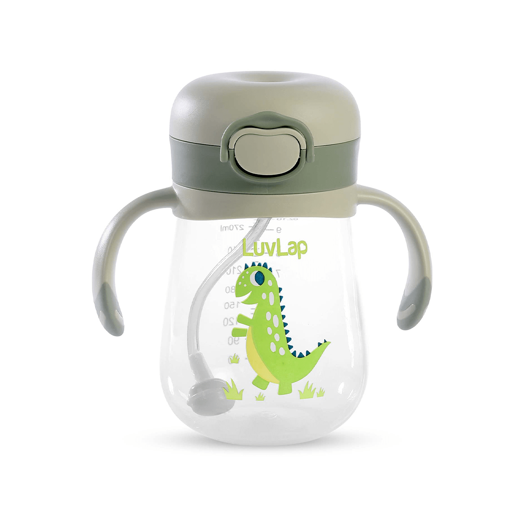 LuvLap Other Gears LuvLap Happy Dino Weighted Straw Sipper - 300ml For Kids (6 Months+)