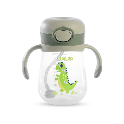 LuvLap Other Gears LuvLap Happy Dino Weighted Straw Sipper - 300ml For Kids (6 Months+)
