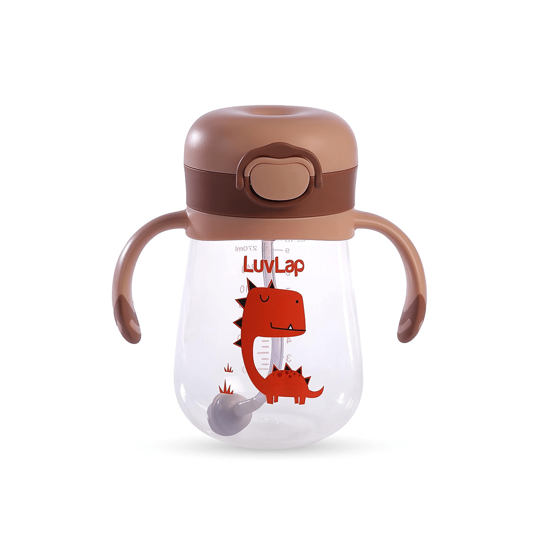 LuvLap Other Gears LuvLap Happy Dino Weighted Straw Sipper - 300ml For Kids (6 Months+)