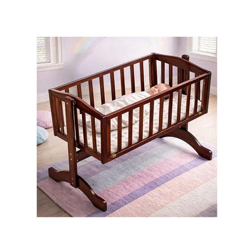 Wooden baby cradle with swing feature
