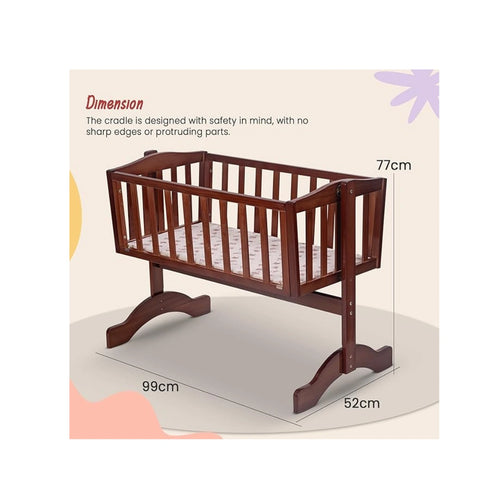 Wooden baby cradle with swing feature