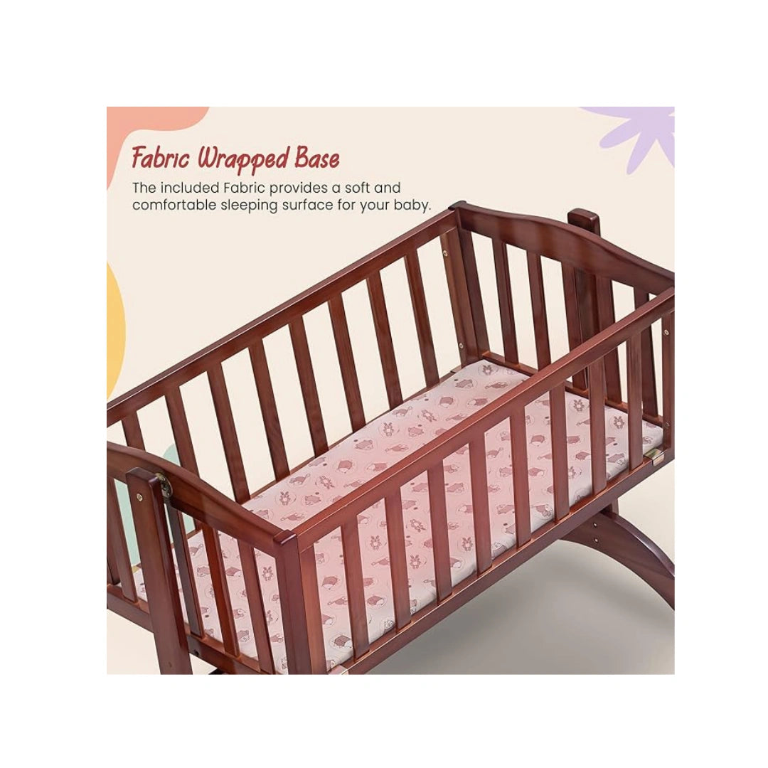 Wooden baby cradle with swing feature