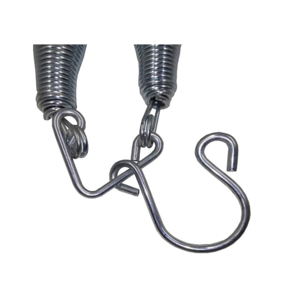 Double coil cradle spring with hooks
