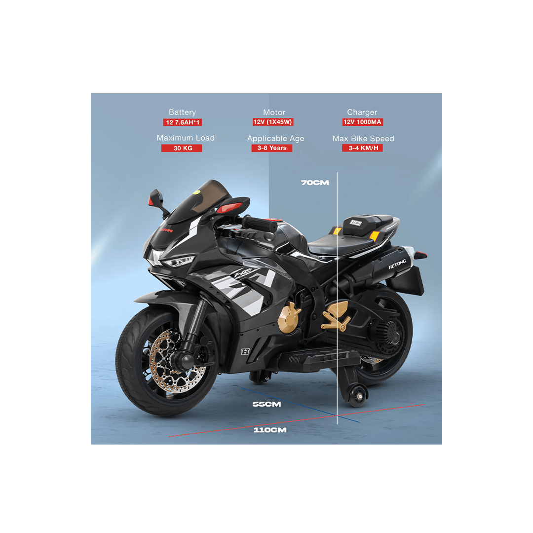 Baybee Ride-ons Baybee Hetong Baby Battery-Operated Bike for Kids | Hand Accelerator, Music & LED Lights | Electric Racing Bike for Kids (3-8 Years)