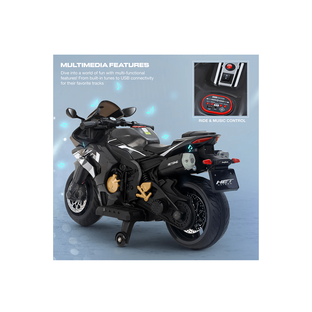 Baybee Ride-ons Baybee Hetong Baby Battery-Operated Bike for Kids | Hand Accelerator, Music & LED Lights | Electric Racing Bike for Kids (3-8 Years)
