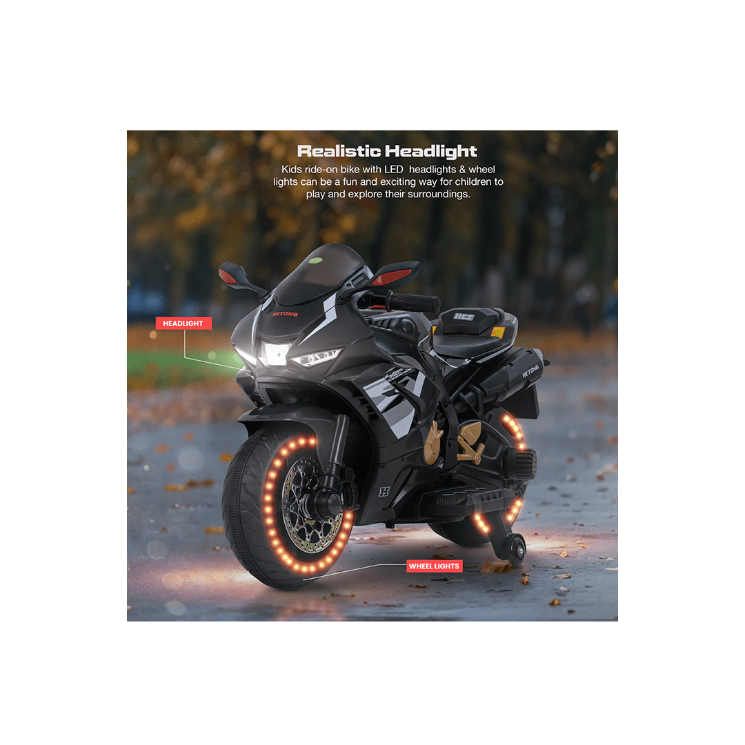 Baybee Ride-ons Baybee Hetong Baby Battery-Operated Bike for Kids | Hand Accelerator, Music & LED Lights | Electric Racing Bike for Kids (3-8 Years)