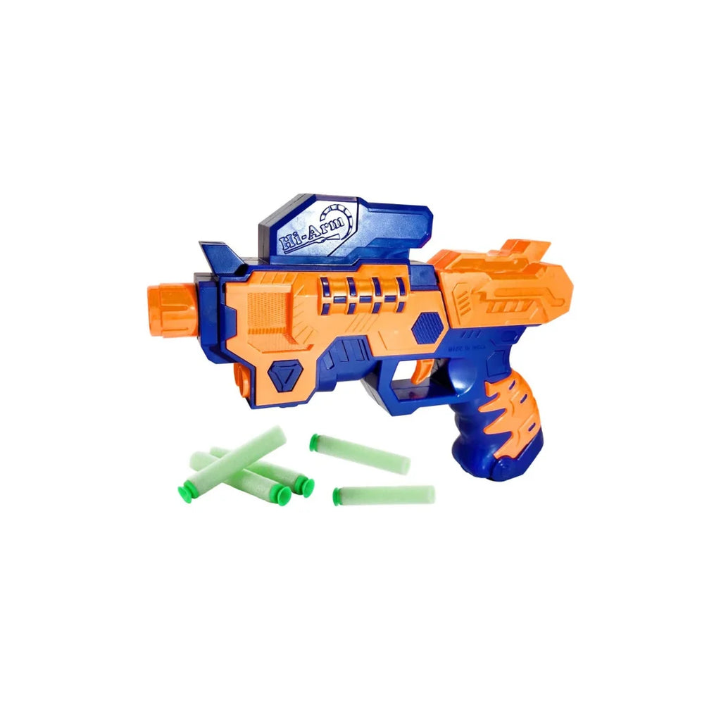 Soft bullet blaster gun with foam darts for kids.