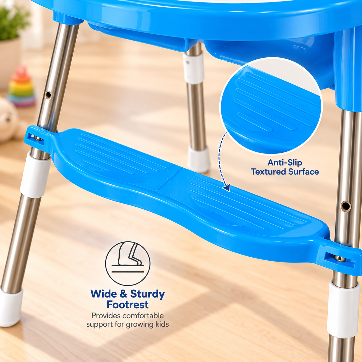 Star Baby High Chair with Tray & Footrest For New Born Babies Safety (6 Months-3 Years) Color as Per Available