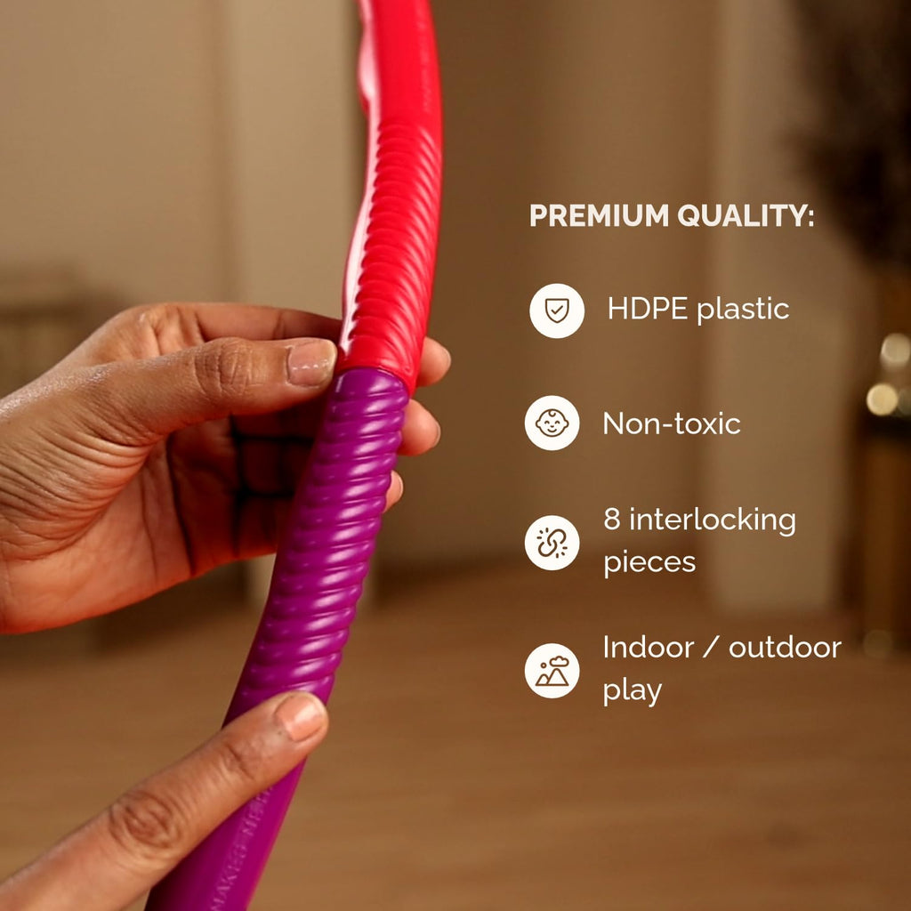 Kids Adjustable Hula Hoop for Kids & Adults Interlocking Ring for Fitness, Balance & Coordination | Fun Exercise Toy, Indoor & Outdoor Play - Multicolor