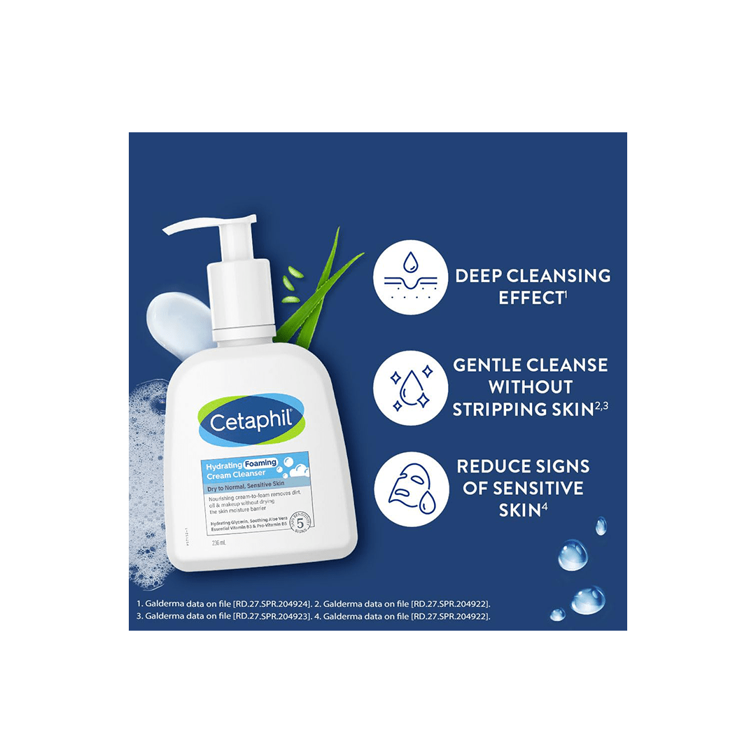 Cetaphil Personal Care Cetaphil Hydrating Foaming Face Wash, Cream to Foam Cleanser 236ml