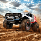 MJX Hyper Go H18P Ford Bronco R 1:18 RC truck splashing dust on rocky ground