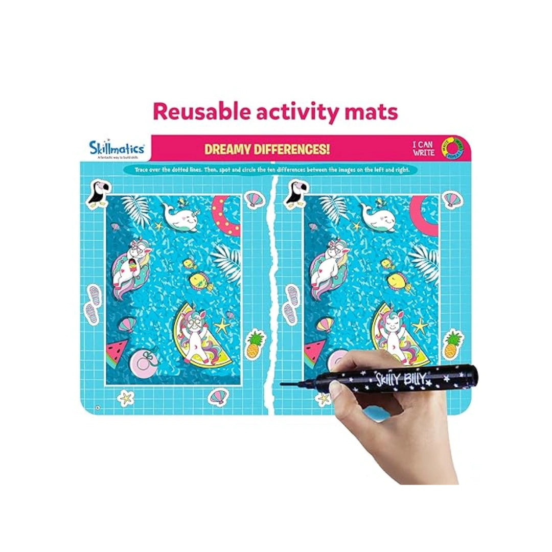 Reusable unicorn writing activity kit for preschool kids.
