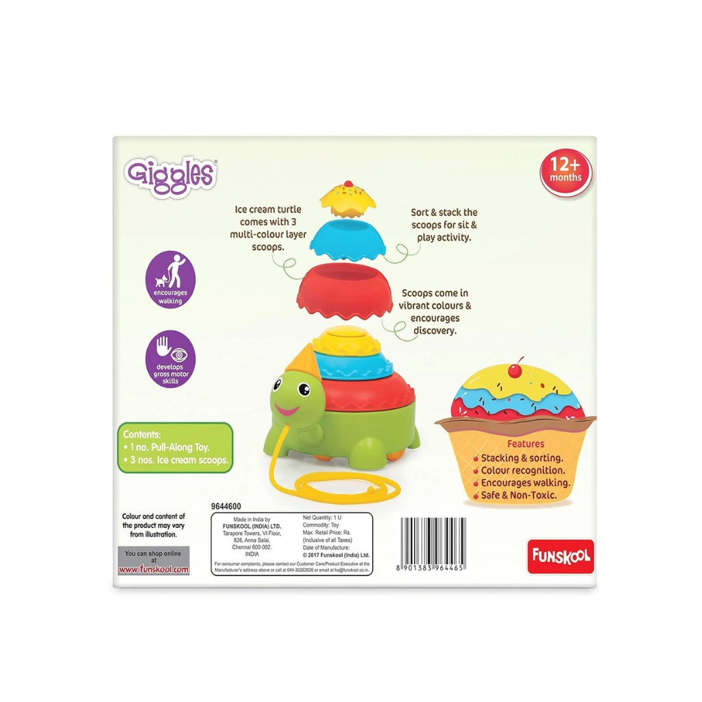 Ice Cream Turtle,Fun Pull-Along Toy with Ice Cream Play Set,Non-Toxic,Child-Safe Plastic,To Improve Motor Skills,Hand-Eye Coordination,Creativity (2 Years+)