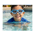 Index Swimming Goggles for Kids,Wide Angle Vision Big Frame Glasses with Connected Ear Plugs