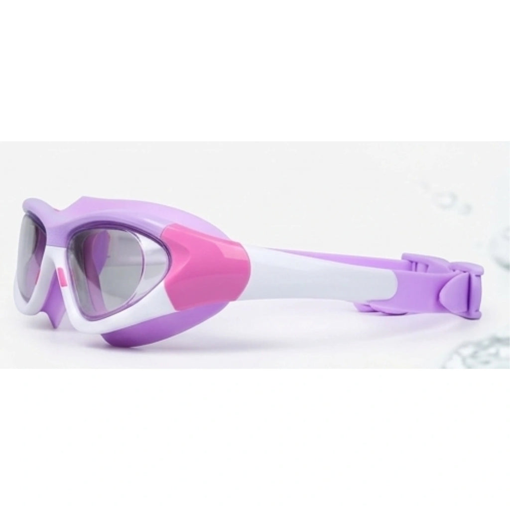Index Swimming Goggles for Kids,Wide Angle Vision Big Frame Glasses with Connected Ear Plugs