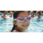Index Swimming Goggles for Kids,Wide Angle Vision Big Frame Glasses with Connected Ear Plugs