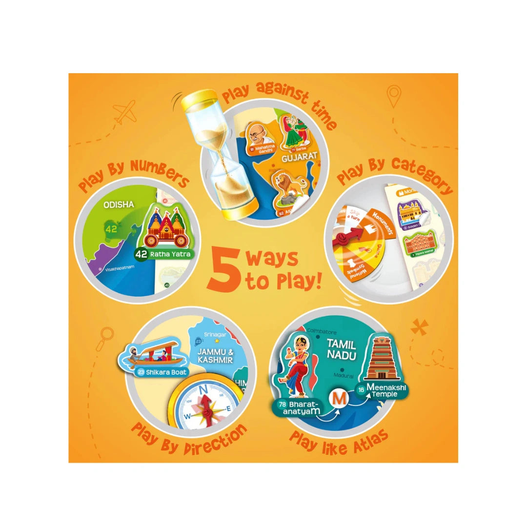 India map wall chart with stickers