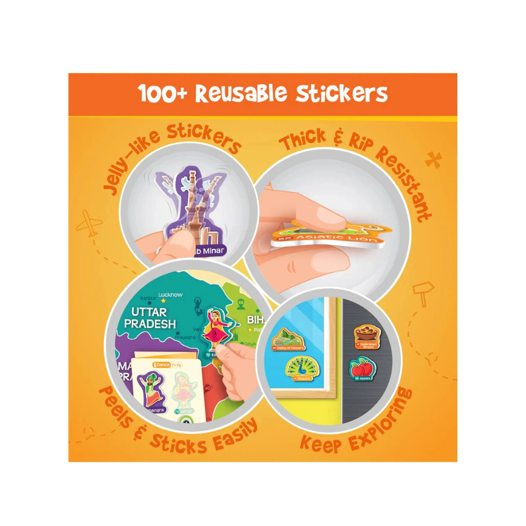 India map wall chart with stickers
