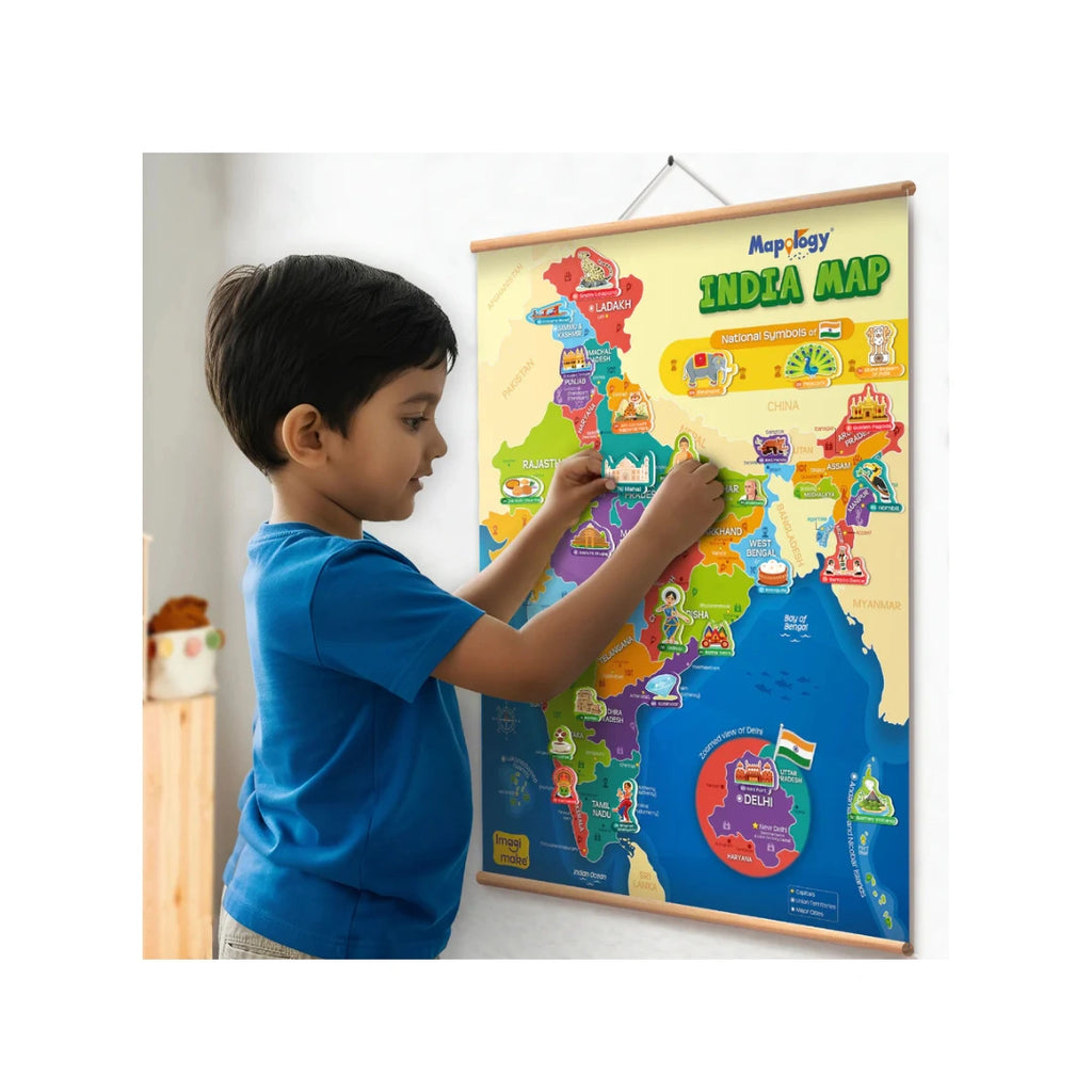 India map wall chart with stickers