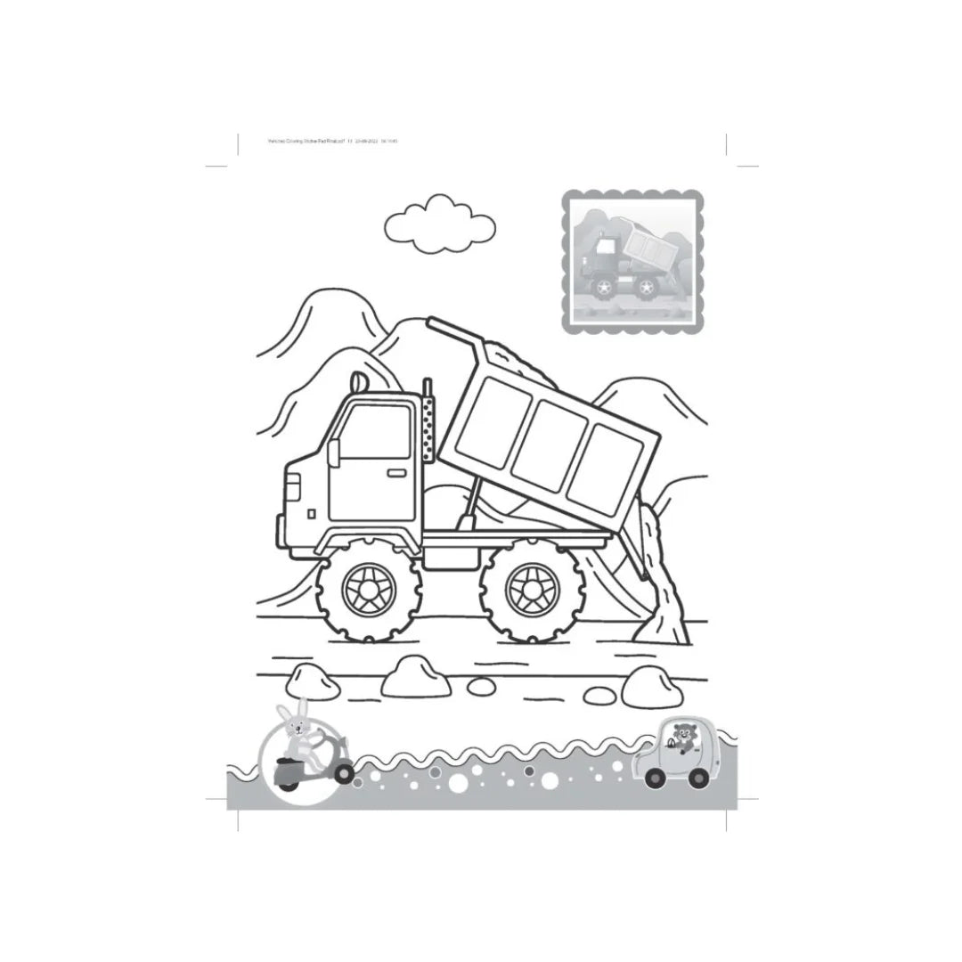 Vehicle themed colouring book 