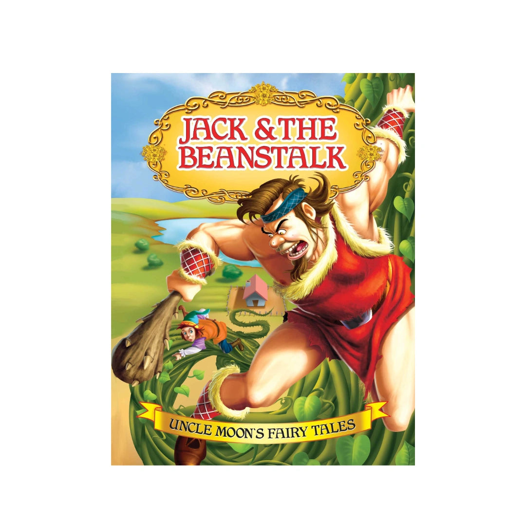 Boy climbs giant beanstalk to a castle in the sky and discovers treasure.
