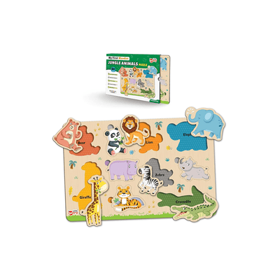 Little Berry Toys Little Berry Jungle Animals Wooden Puzzle Tray Knob and Peg Puzzle Multicolour (2 Years+)