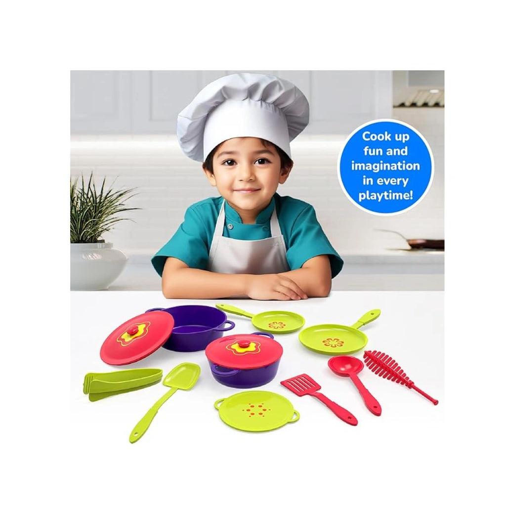 Junior Chef Play Set,Kitchen Cooking Toy,Non-Toxic,Child-Safe Plastic,To Improve.Creativity,Imagination,Coordination,Social Skills (3 Years+)