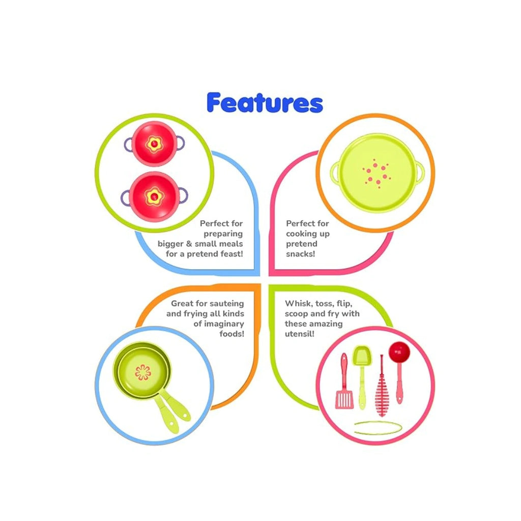 Junior Chef Play Set,Kitchen Cooking Toy,Non-Toxic,Child-Safe Plastic,To Improve.Creativity,Imagination,Coordination,Social Skills (3 Years+)