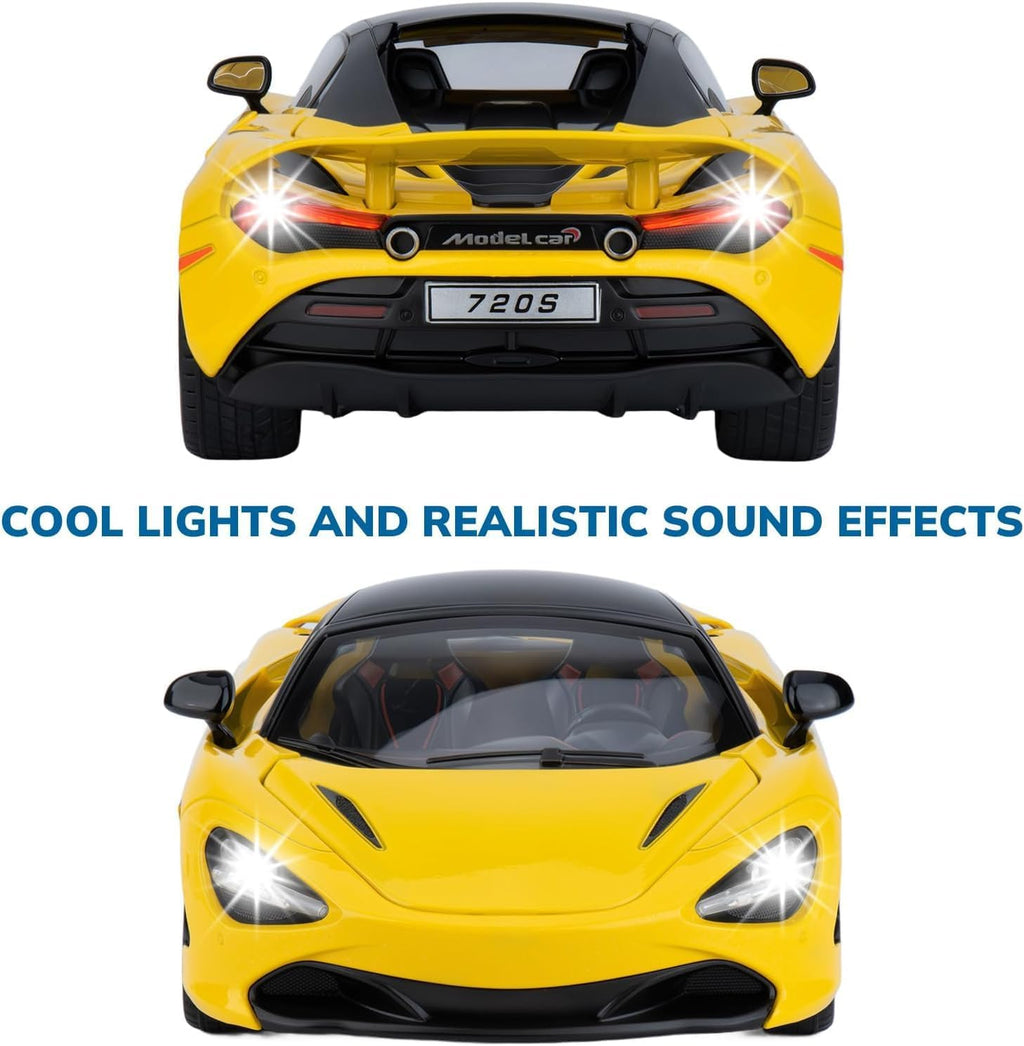 1:18 Scale McLaren 720s Die-Cast Metal Car with Sport car Openable Doors Light and Sound,Pull Back Function Indoor Outdoor Toy for Kids (1:18 McLaren 720s)