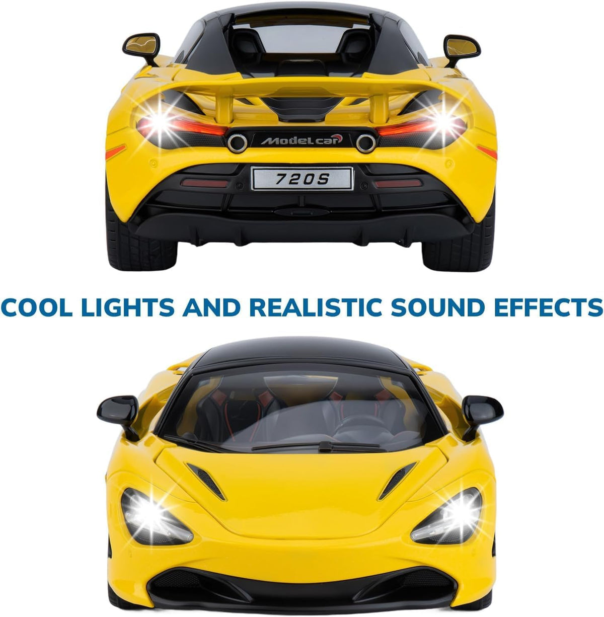1:18 Scale McLaren 720s Die-Cast Metal Car with Sport car Openable Doors Light and Sound,Pull Back Function Indoor Outdoor Toy for Kids (1:18 McLaren 720s)