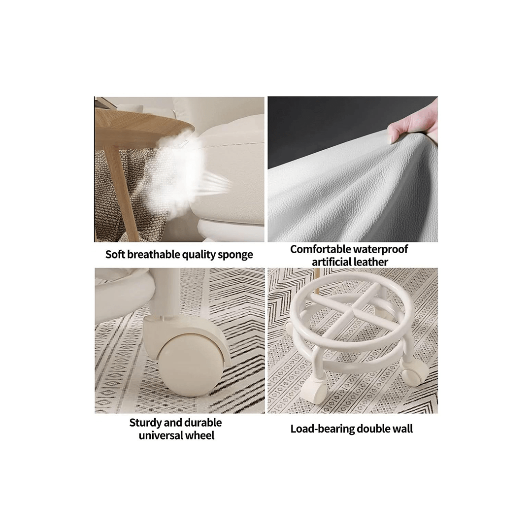 Mitsico Room Decors Mitsico Low Roller Acrylic Stool – 360° Rotating, Transparent, Silent Wheels, White For Kids (2 Years)