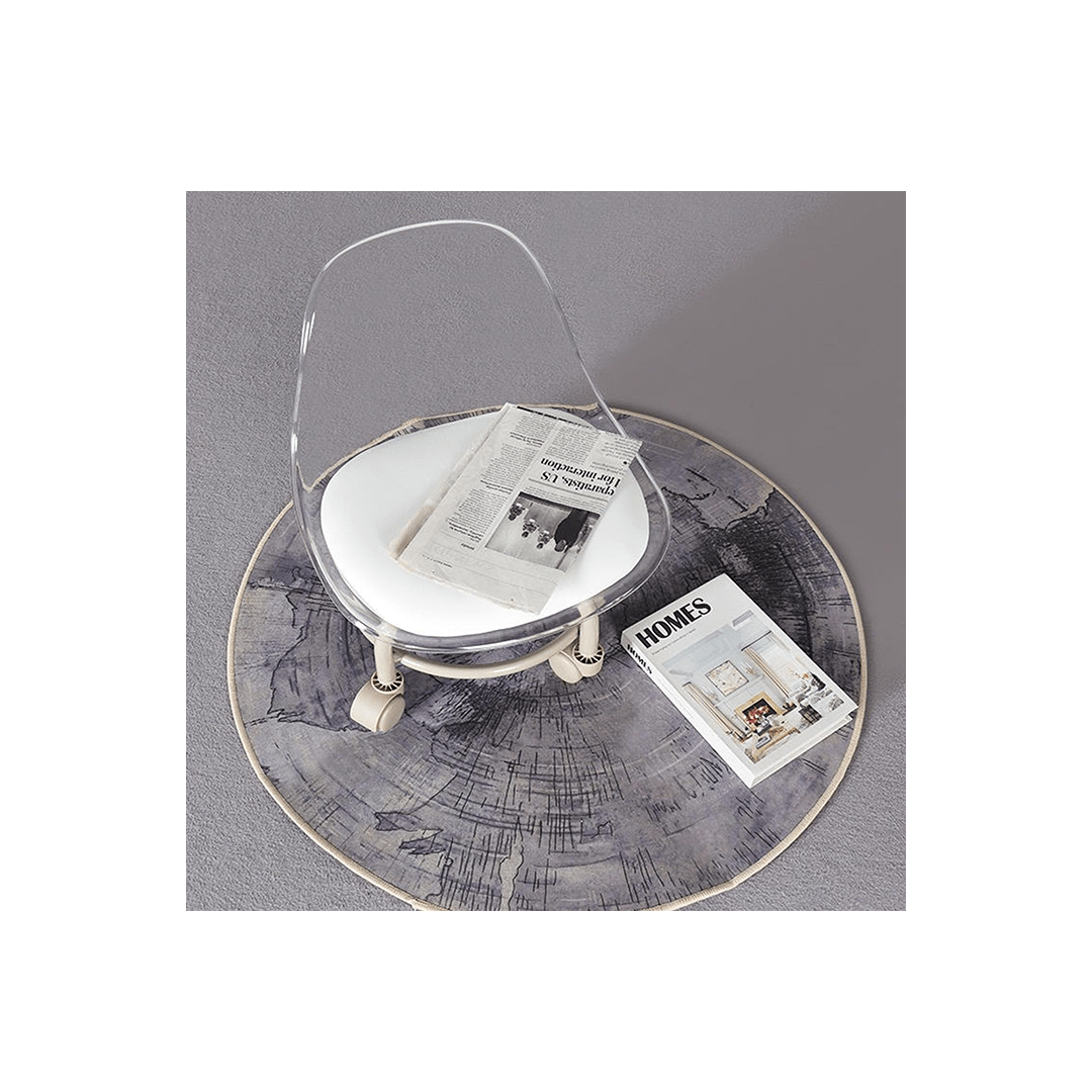 Mitsico Room Decors Mitsico Low Roller Acrylic Stool – 360° Rotating, Transparent, Silent Wheels, White For Kids (2 Years)