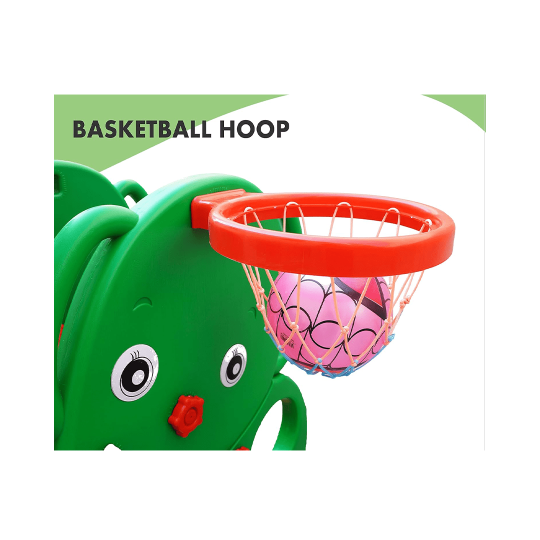 Baan Toys Ride-ons Baan Toys Elephant Shaped Garden Slide with Basketball Hoop For Kids
