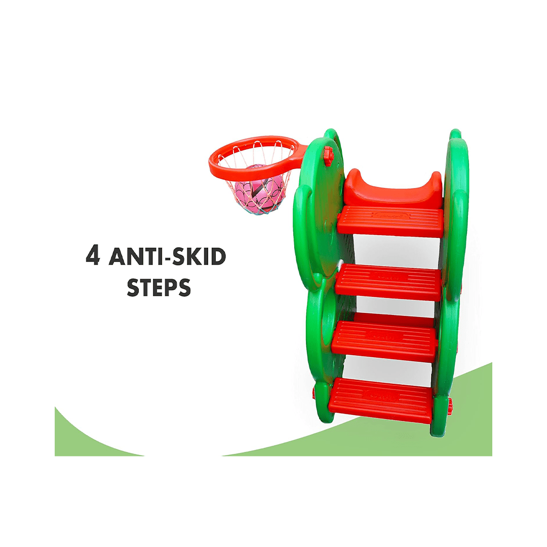 Baan Toys Ride-ons Baan Toys Elephant Shaped Garden Slide with Basketball Hoop For Kids