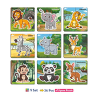 Kids 4 Pcs Wild Animals Jigsaw Puzzle Set – 9 Puzzles, 36 Pieces, Educational Learning Toy for Kids (4 Years+) Animals as Per Availability