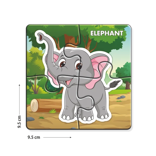 Kids 4 Pcs Wild Animals Jigsaw Puzzle Set – 9 Puzzles, 36 Pieces, Educational Learning Toy for Kids (4 Years+) Animals as Per Availability