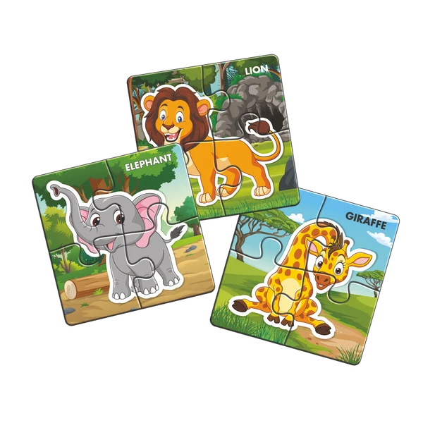 Kids 4 Pcs Wild Animals Jigsaw Puzzle Set – 9 Puzzles, 36 Pieces, Educational Learning Toy for Kids (4 Years+) Animals as Per Availability