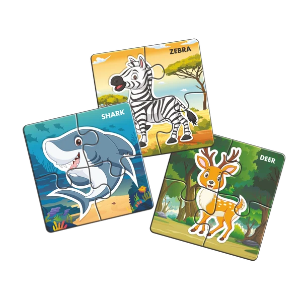 Kids 4 Pcs Wild Animals Jigsaw Puzzle Set – 9 Puzzles, 36 Pieces, Educational Learning Toy for Kids (4 Years+) Animals as Per Availability