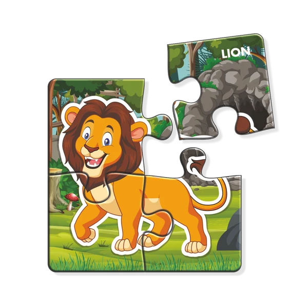 Kids 4 Pcs Wild Animals Jigsaw Puzzle Set – 9 Puzzles, 36 Pieces, Educational Learning Toy for Kids (4 Years+) Animals as Per Availability