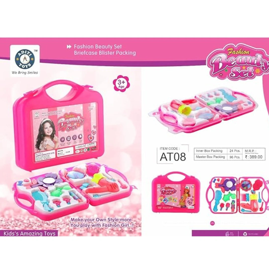 Kids pretend play makeup toy kit set with accessories for girls.

