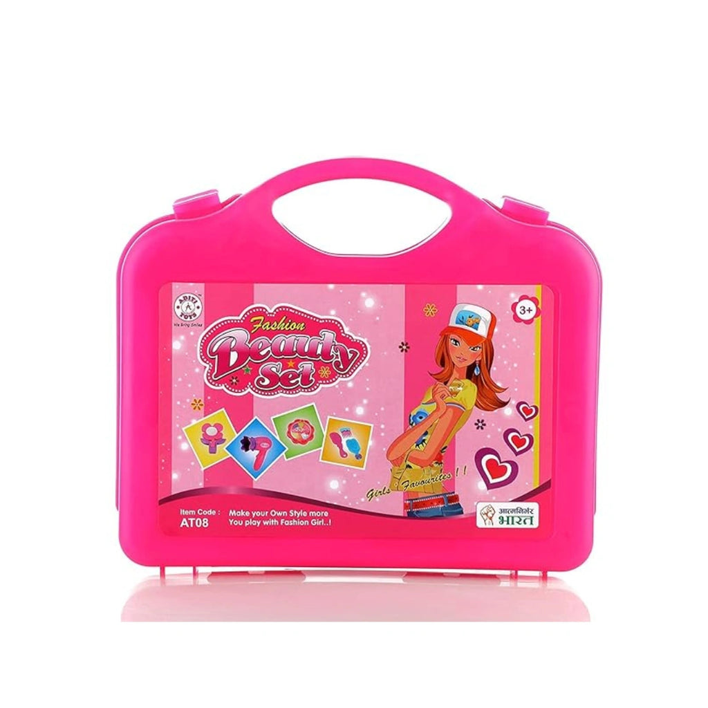 Kids pretend play makeup toy kit set with accessories for girls.
