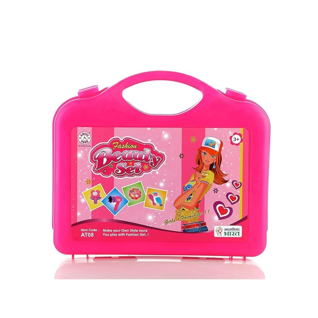 Kids pretend play makeup toy kit set with accessories for girls.
