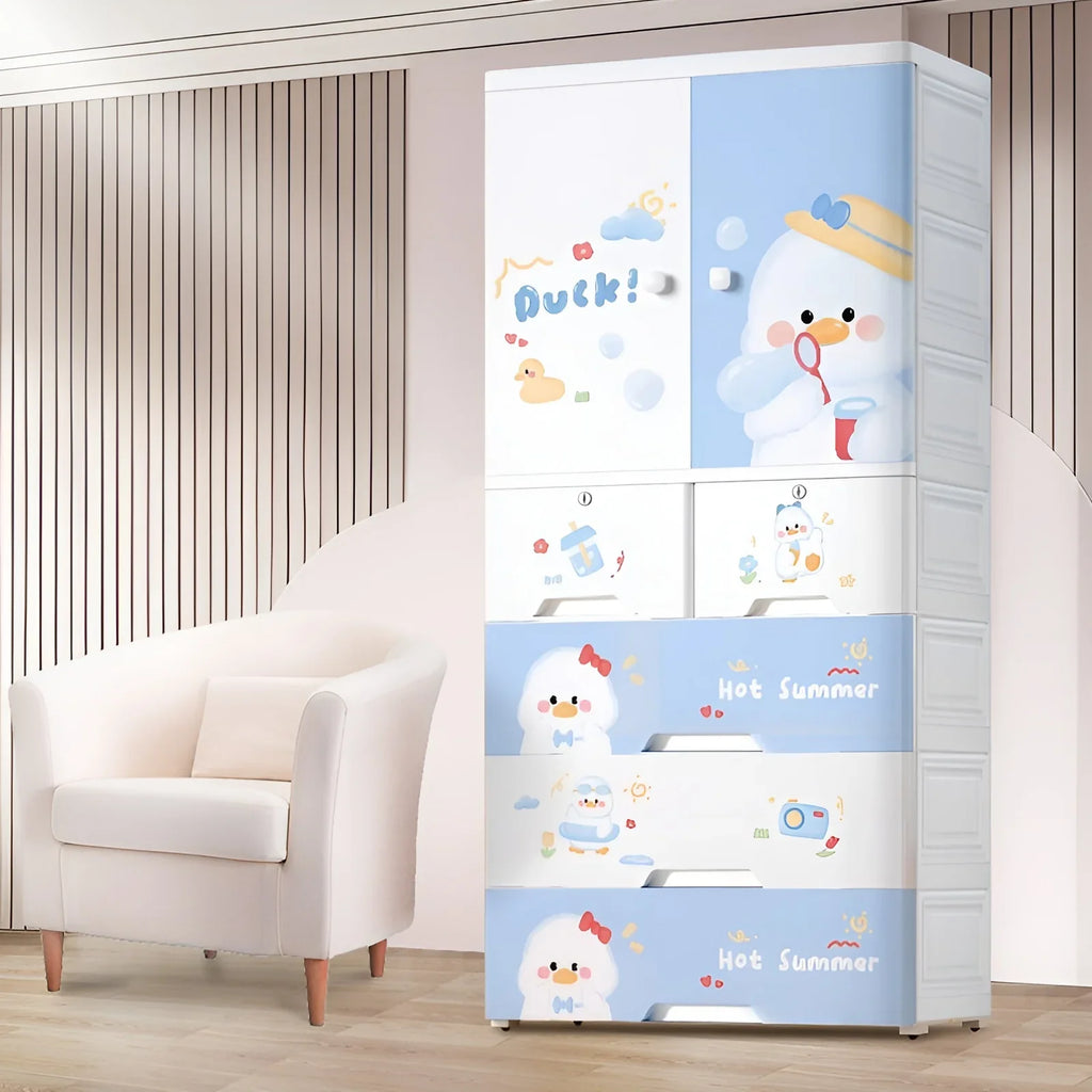 Stylish Kids Clothing Wardrobe with Shelves & Drawers
