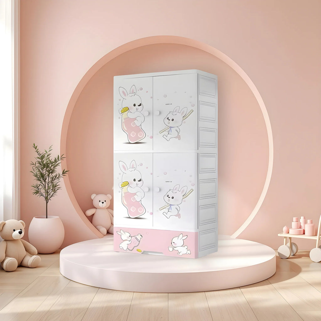 Stylish Kids Clothing Wardrobe with Shelves & Drawers