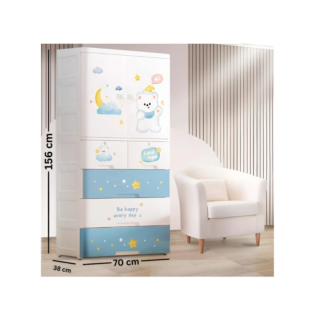 Stylish Kids Clothing Wardrobe with Shelves & Drawers