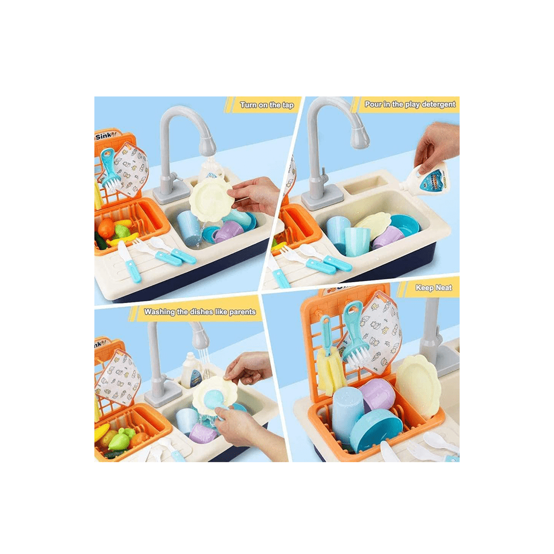 Baan Toys Toys Baan Toys Kitchen Play Set With Automatic Water Cycle System Kitchen Play Sink Toys with Accessories - Blue (3 Years+)