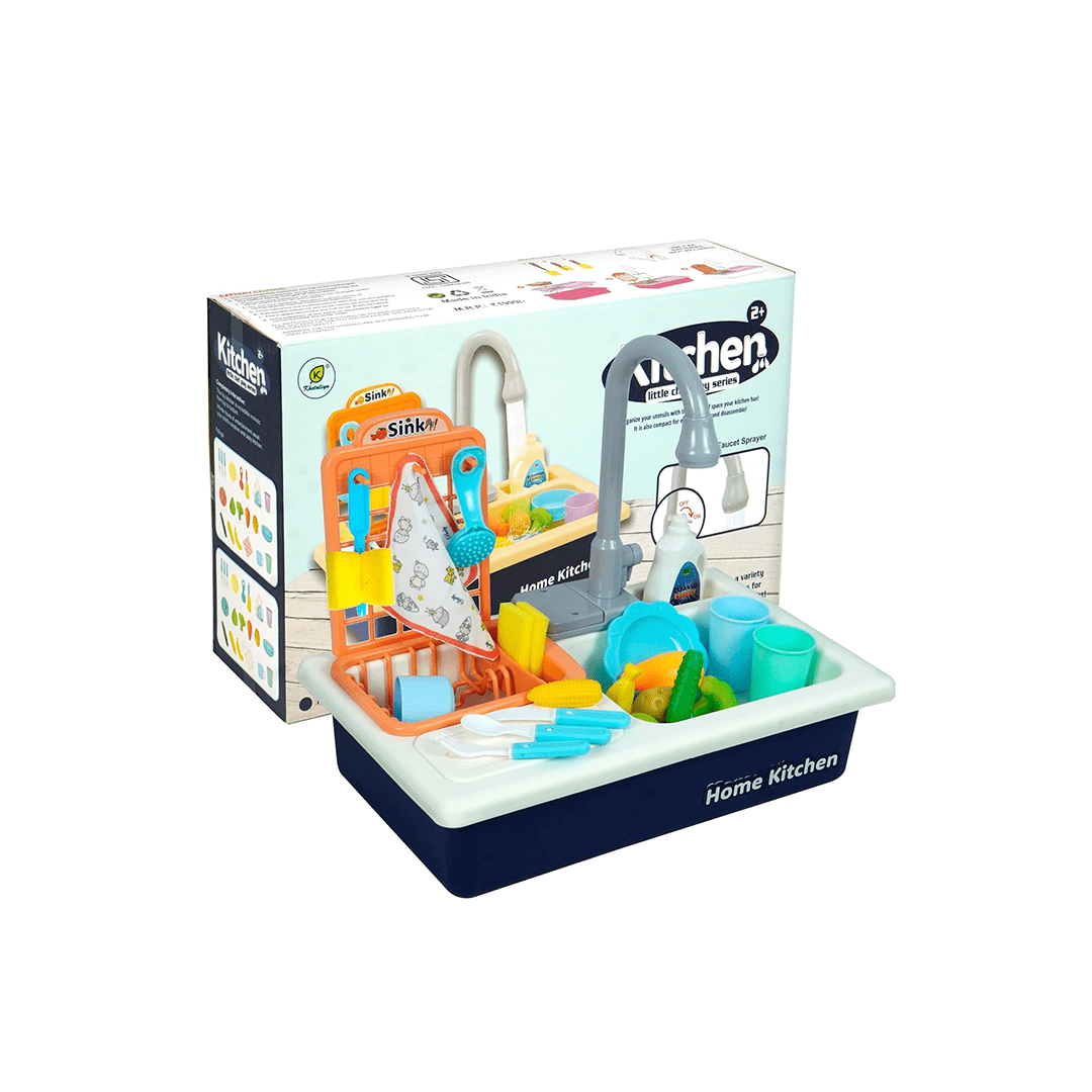 Baan Toys Toys Baan Toys Kitchen Play Set With Automatic Water Cycle System Kitchen Play Sink Toys with Accessories - Blue (3 Years+)