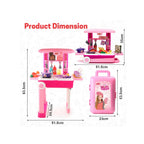 Portable kitchen trolley play set with lights, sounds, and accessories.
