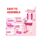 Portable kitchen trolley play set with lights, sounds, and accessories.