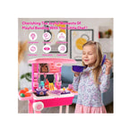 Portable kitchen trolley play set with lights, sounds, and accessories.